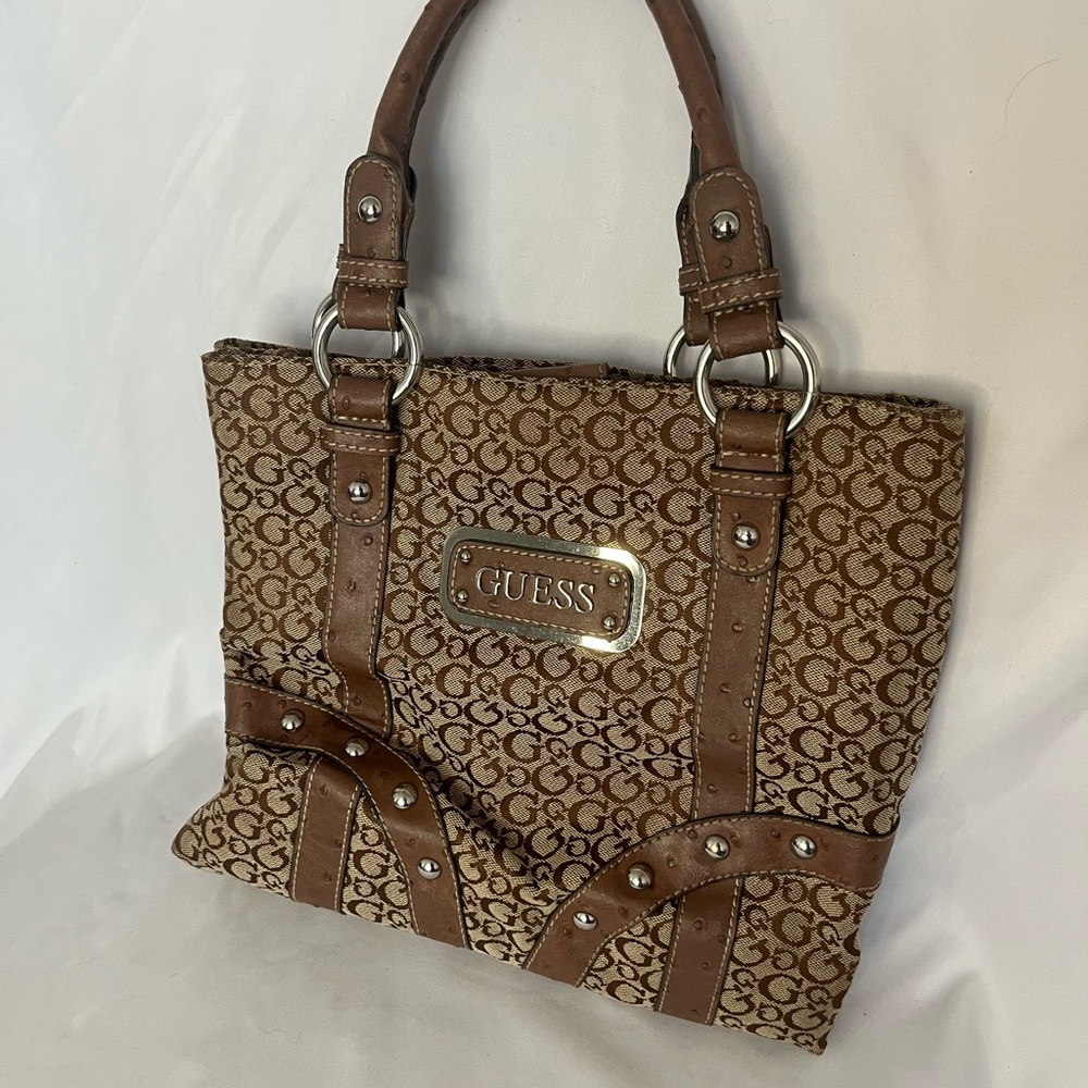 GUESS Brown Logo Tote Bag